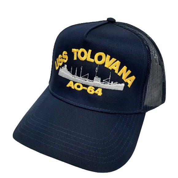 USS Tolovana AO-64 Mesh Snapback Hat Cap Blue Embroidered U.S.Navy - Picture 3 of 4